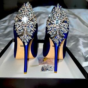 Badgley Mishka Blue & Crystal Heels